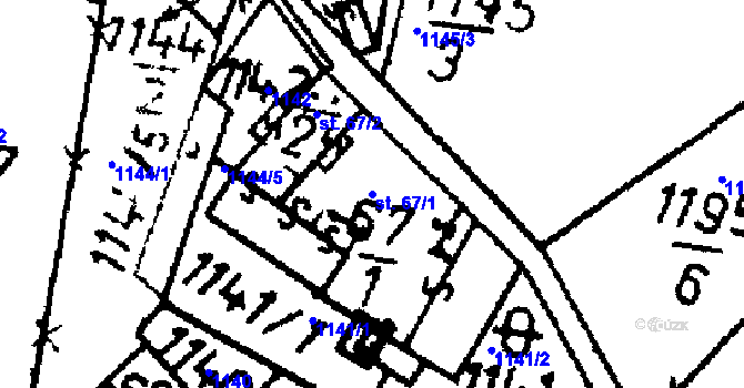 Parcela st. 67/1 v KÚ Kraselov, Katastrální mapa