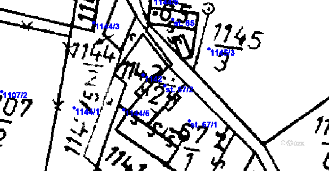 Parcela st. 67/2 v KÚ Kraselov, Katastrální mapa