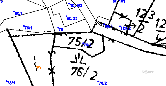 Parcela st. 75/2 v KÚ Kraselov, Katastrální mapa