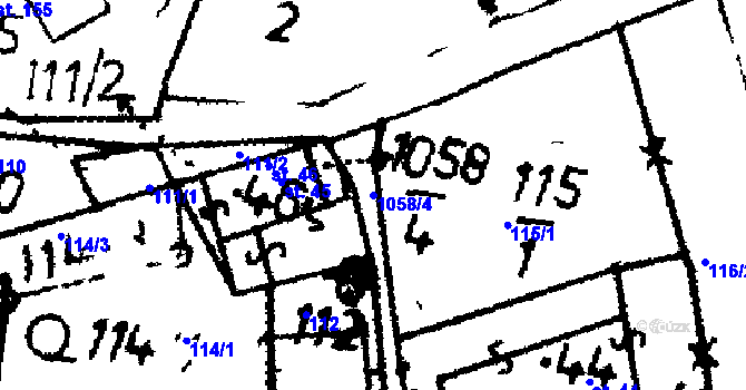 Parcela st. 1058/4 v KÚ Kraselov, Katastrální mapa