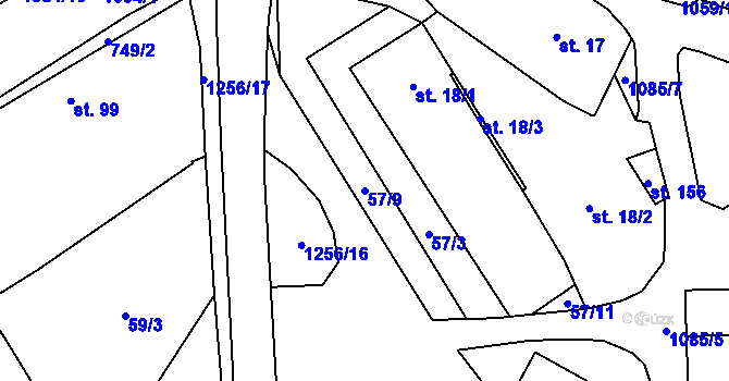 Parcela st. 57/9 v KÚ Kraselov, Katastrální mapa