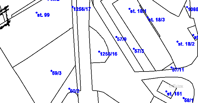 Parcela st. 1256/16 v KÚ Kraselov, Katastrální mapa