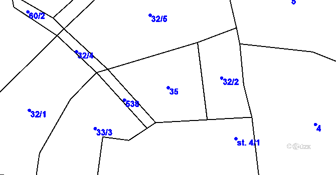 Parcela st. 35 v KÚ Mladotice u Kraselova, Katastrální mapa