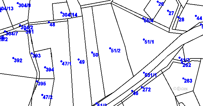 Parcela st. 51 v KÚ Mladotice u Kraselova, Katastrální mapa