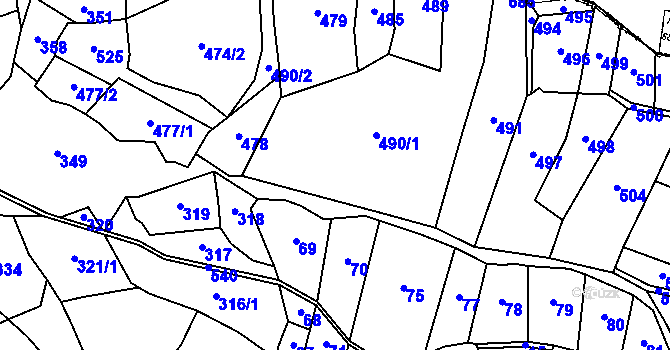Parcela st. 490 v KÚ Mladotice u Kraselova, Katastrální mapa