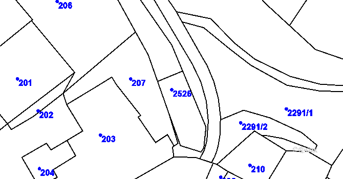 Parcela st. 2526 v KÚ Krásensko, Katastrální mapa