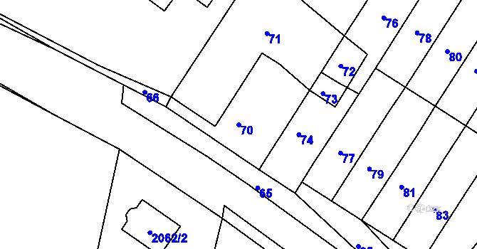 Parcela st. 70 v KÚ Krásensko, Katastrální mapa