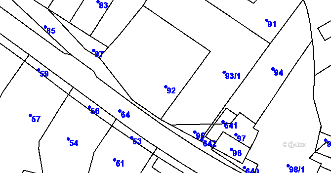 Parcela st. 92 v KÚ Krásensko, Katastrální mapa