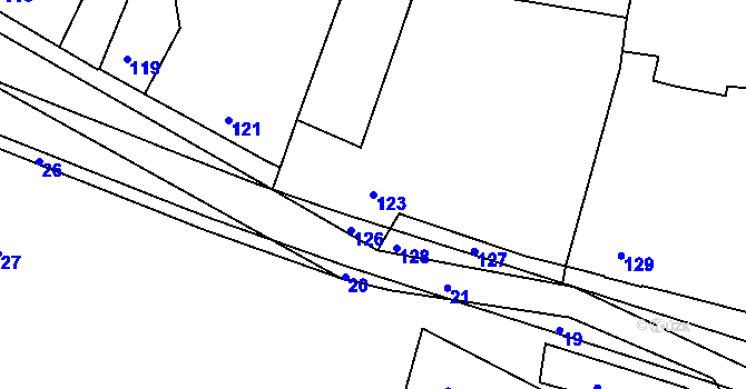 Parcela st. 123 v KÚ Krásensko, Katastrální mapa