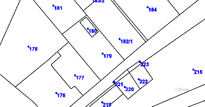 Parcela st. 179 v KÚ Krásensko, Katastrální mapa