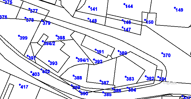 Parcela st. 391 v KÚ Krásensko, Katastrální mapa