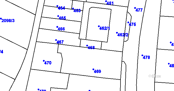 Parcela st. 468 v KÚ Krásensko, Katastrální mapa