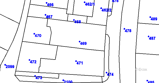 Parcela st. 469 v KÚ Krásensko, Katastrální mapa