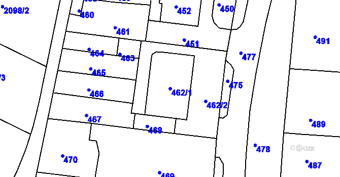 Parcela st. 462/1 v KÚ Krásensko, Katastrální mapa