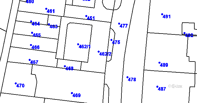 Parcela st. 462/2 v KÚ Krásensko, Katastrální mapa