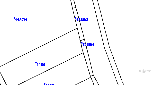 Parcela st. 1366/4 v KÚ Podomí, Katastrální mapa