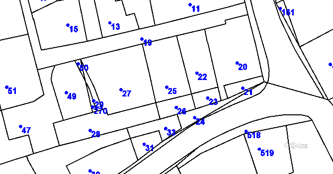 Parcela st. 25 v KÚ Podomí, Katastrální mapa