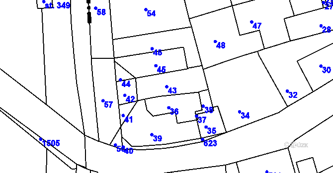Parcela st. 43 v KÚ Podomí, Katastrální mapa