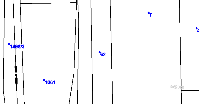 Parcela st. 62 v KÚ Podomí, Katastrální mapa