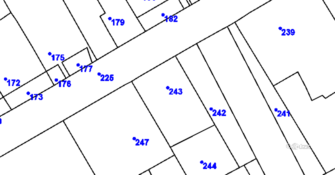Parcela st. 243 v KÚ Podomí, Katastrální mapa