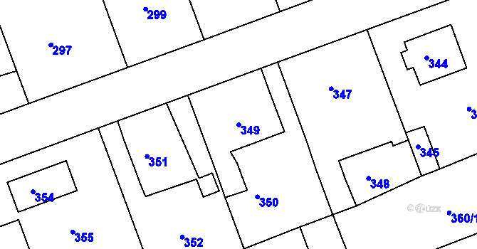 Parcela st. 349 v KÚ Podomí, Katastrální mapa