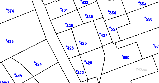 Parcela st. 425 v KÚ Podomí, Katastrální mapa