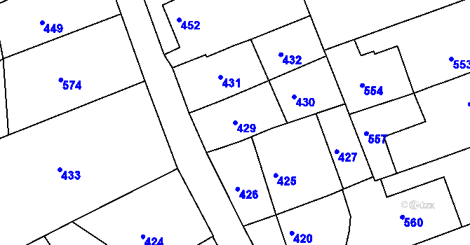Parcela st. 429 v KÚ Podomí, Katastrální mapa