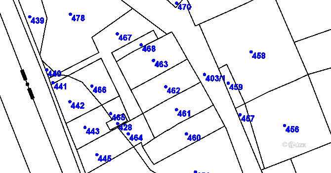 Parcela st. 462 v KÚ Podomí, Katastrální mapa