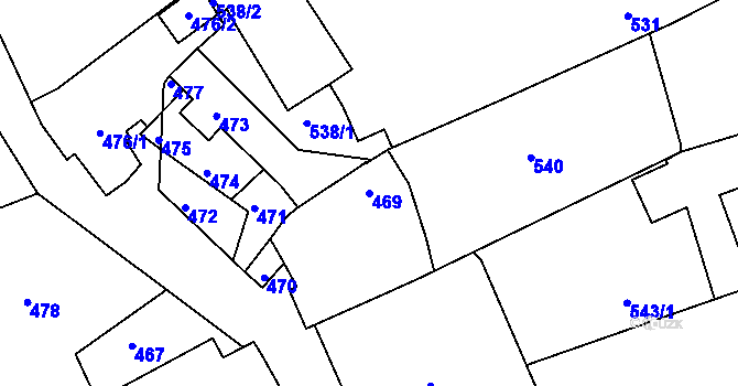 Parcela st. 469 v KÚ Podomí, Katastrální mapa