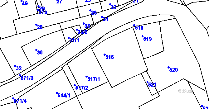 Parcela st. 516 v KÚ Podomí, Katastrální mapa