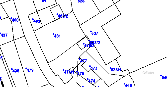 Parcela st. 476/2 v KÚ Podomí, Katastrální mapa