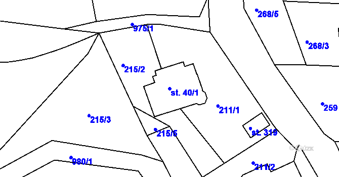 Parcela st. 40/1 v KÚ Krasíkov, Katastrální mapa