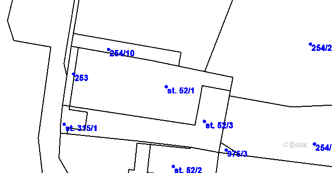 Parcela st. 52/1 v KÚ Krasíkov, Katastrální mapa