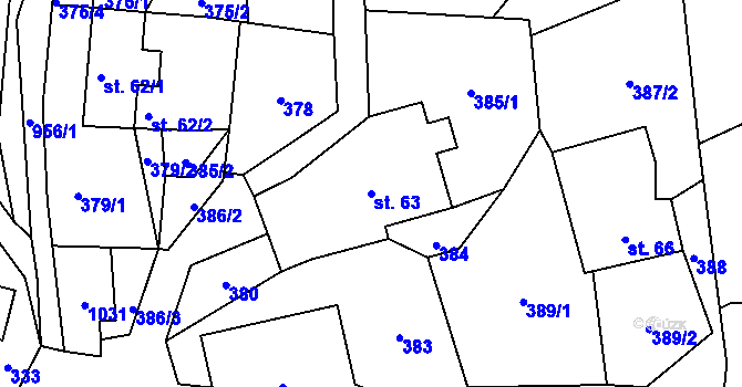 Parcela st. 63 v KÚ Krasíkov, Katastrální mapa