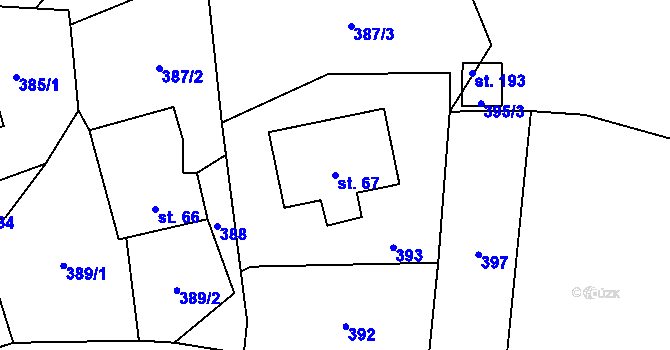 Parcela st. 67 v KÚ Krasíkov, Katastrální mapa