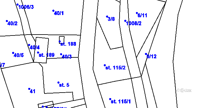 Parcela st. 115/2 v KÚ Krasíkov, Katastrální mapa