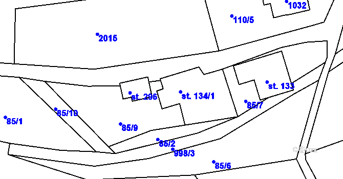 Parcela st. 134 v KÚ Krasíkov, Katastrální mapa