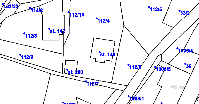 Parcela st. 140 v KÚ Krasíkov, Katastrální mapa