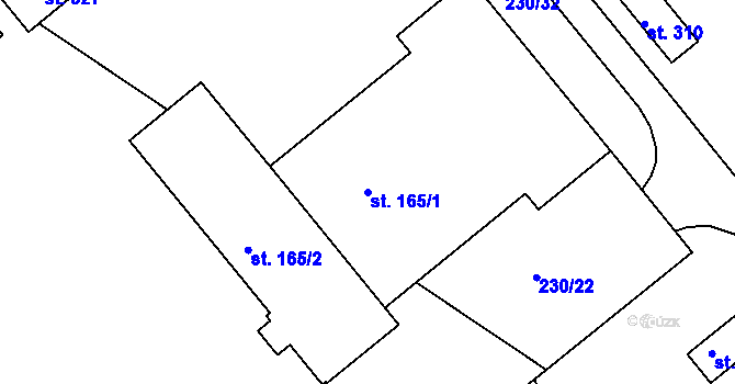 Parcela st. 165/1 v KÚ Krasíkov, Katastrální mapa