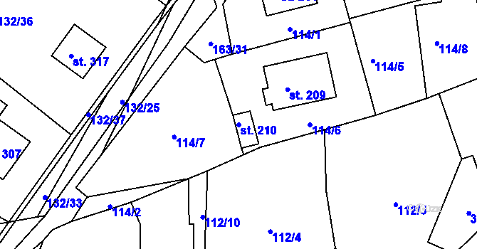 Parcela st. 210 v KÚ Krasíkov, Katastrální mapa