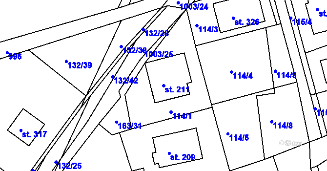 Parcela st. 211 v KÚ Krasíkov, Katastrální mapa