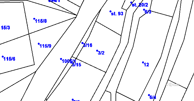 Parcela st. 3/2 v KÚ Krasíkov, Katastrální mapa