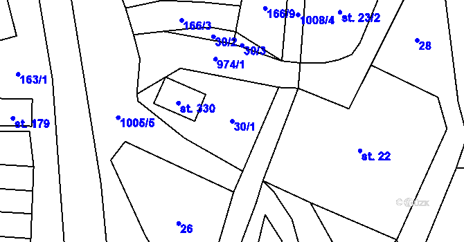 Parcela st. 30/1 v KÚ Krasíkov, Katastrální mapa