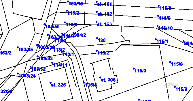 Parcela st. 115/2 v KÚ Krasíkov, Katastrální mapa