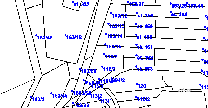 Parcela st. 116/2 v KÚ Krasíkov, Katastrální mapa