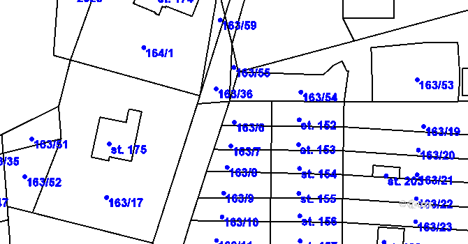 Parcela st. 163/6 v KÚ Krasíkov, Katastrální mapa
