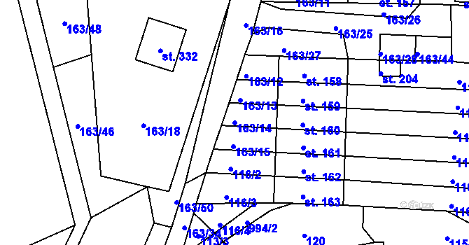 Parcela st. 163/14 v KÚ Krasíkov, Katastrální mapa