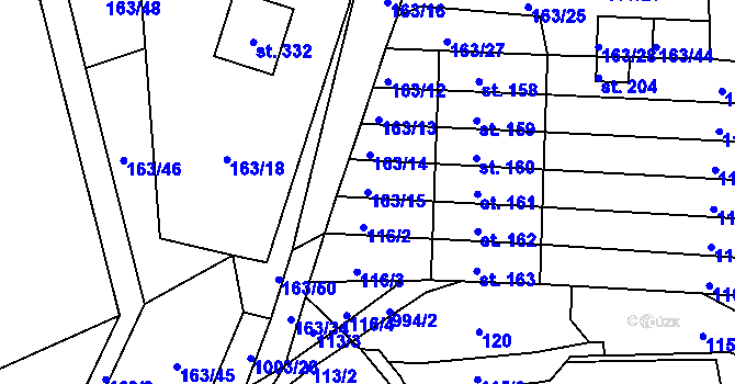 Parcela st. 163/15 v KÚ Krasíkov, Katastrální mapa