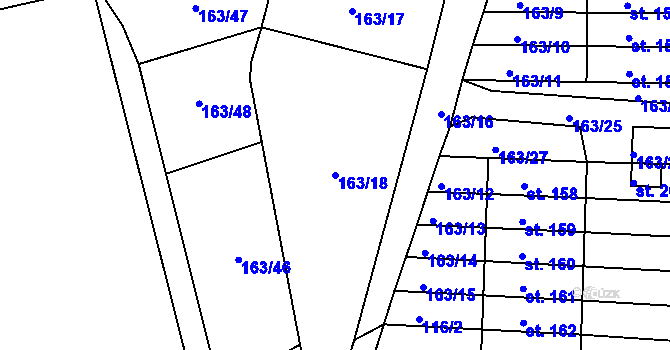 Parcela st. 163/18 v KÚ Krasíkov, Katastrální mapa