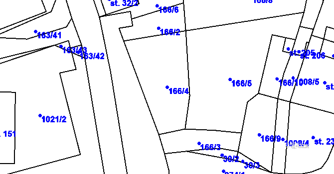 Parcela st. 166/4 v KÚ Krasíkov, Katastrální mapa